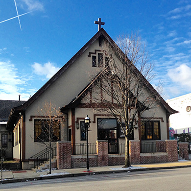 Photo of exterior of Madison Avenue Presbyterian Church.