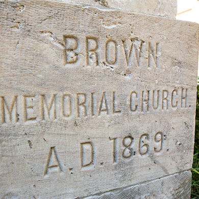 The corner stone at Brown Memorial Park Avenue Presbyterian.