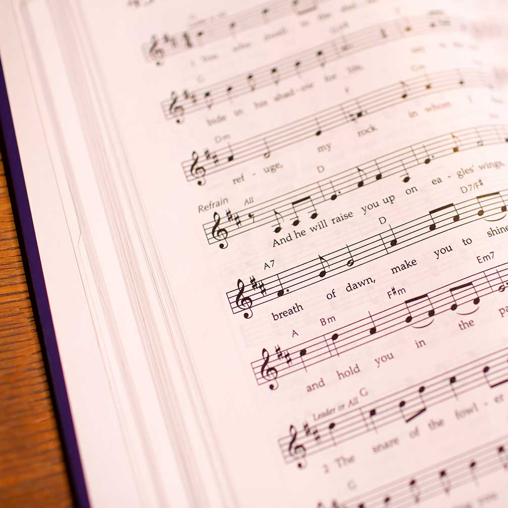 An open hymnal.